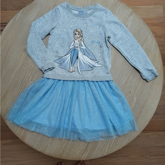 Other - Gray and Blue Casual Long Sleeve Crew Neck Dress